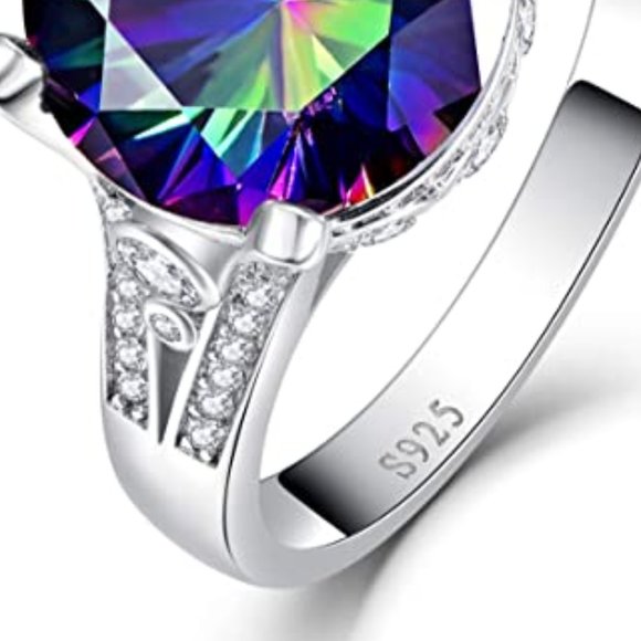 10.5ct Mystic Rainbow Ring - 925 Sterling Silver - Picture 5 of 7